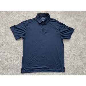 Rorie Whelan Mens Large Golf Polo Performance Shirt Navy Blue Stretch